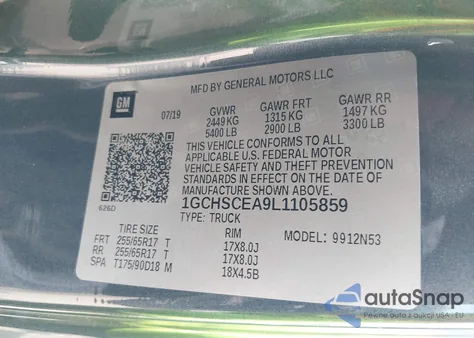 2020 Chevrolet Colorado 2Wd Long Box Lt from USA, damaged, VIN 1GCHSCEA9L1105859